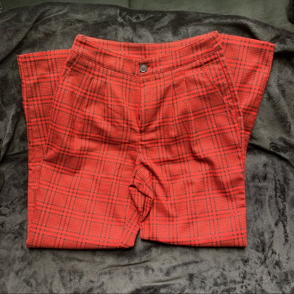 Red and black plaid trousers - Picture 2 of 4